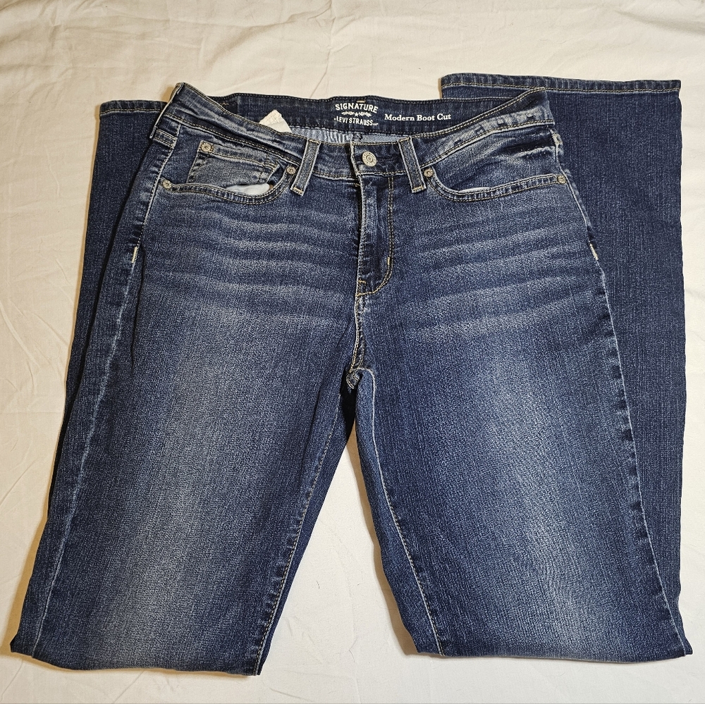 Signature by Levi Strauss Dark Blue Modern Boot Cut Jeans